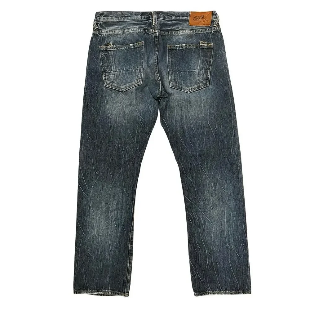 PRPS Mens Japanese Selvedge Denim Jeans 38x32 Y2K Straight Streetwear Barracuda